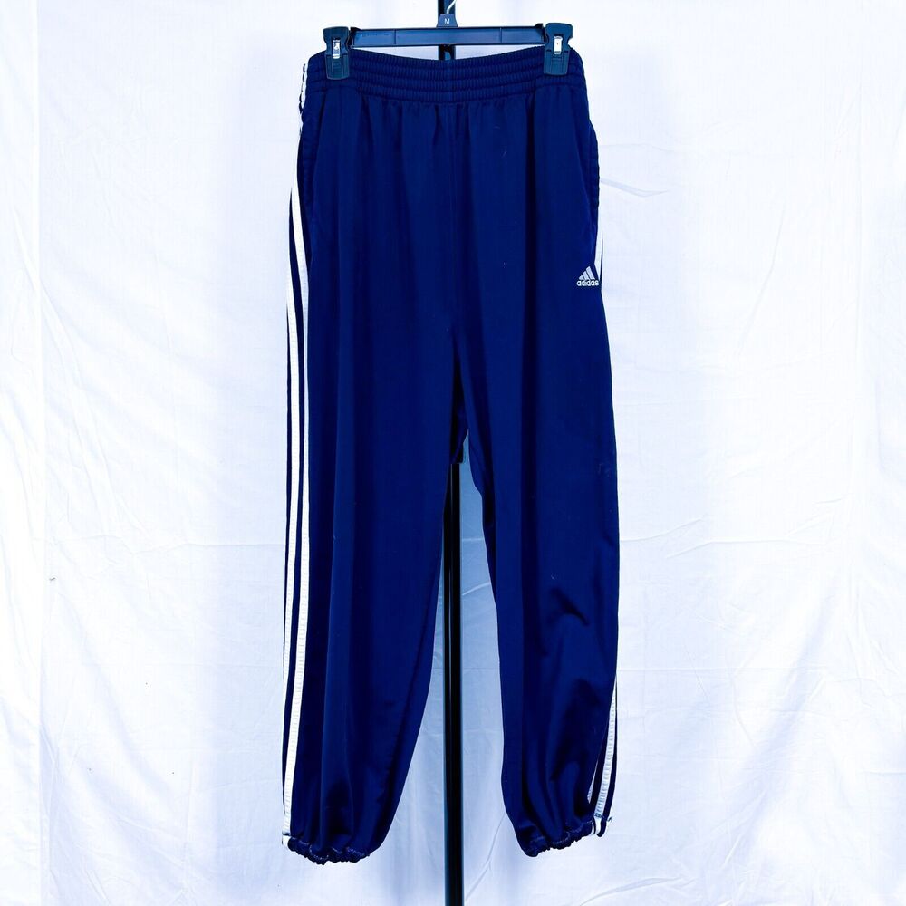 Adidas Tear Away Warm Up Track Pants Men XL Blue White Relaxed Basketball Vntg